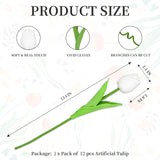 12Pcs White Tulips Artificial Flowers, 13.4" Artificial Pu Flowers Fake Tulips For Spring Mother'S Day Easter Valentine’S Day Gifts In Home Kitchen Wedding Dining Table Decorations
