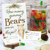 Guess How Many Gummy Bears Woodland Baby Shower Game (Sign With Cards)