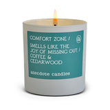 'Comfort Zone' Coconut Soy Wax Candle Jar | Premium Hand Poured & Long Burning | Coffee & Cedarwood Scent | Phthalate-Free | For Home, Office, Gift - 9 Oz