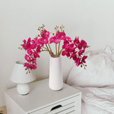 Artificial Flowers Faux Butterfly Orchid 4 Pcs Real Touch Double Branch Silk Flowers (No Vase) For Wedding Home Party Hotel Yard Decoration Restaurant Patio Festive Furnishing (Fuchsia)