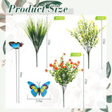 24 Pcs Artificial Flowers And 36 Pcs Butterfly Stakes Uv Resistant Fake Plastic Flowers For Garden Indoor Outside Cemetery Vase Patio Plant Yard Kitchen Easter Wedding Party Decor
