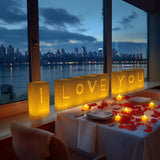 I Love You Light Up Letters Proposal Decorations With Flameless Candles And Fake Rose Petals, Valentine'S Day Luminary Bags Romantic Decorations Special Night For Wedding Anniversary
