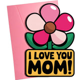 Mom Birthday Card, Flower-Shaped Mothers Day Card Gift From Daughter Son With Coordinating Envelope & Decorative Stickers