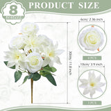 8 Bundles White Artificial Lily Rose Flowers Wedding Flower Bouquet Realistic Silk Flowers Faux Lily And Rose For Wedding Centerpieces Flower Arrangement Home Decor