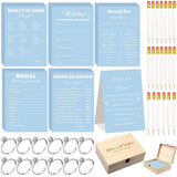 332Pcs Bridal Shower Games Supplies, 251 Wedding Games Cards 1 Put A Ring On It With Advice And Wishes Cards With Wooden Box For Something Blue Before Bridal Shower Decorations