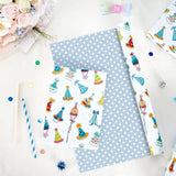 Birthday Hat Wrapping Paper Roll - 1 Roll 17”X 33 Ft Baby Shower Wrapping Paper Happy Birthday Baby Blue Gift Packaging Supply For Kids Party Decor Favor, Reversible