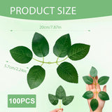 100 Pcs Artificial Green Leaves For Decoration, Rose Leaves,Plastic Bulk Fake Green Leaves, Faux Greenery Leaves Decor For Centerpieces, Diy Bouquets, Wedding Party Birthday Decorations