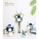 Artificial Flowers Combo Delicate Elegant Dusty Blue Mixed Flowers With Stem For Diy Wedding Bouquets Centerpieces Baby Shower Party Home Decorations