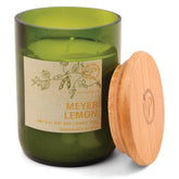Paddywax Eco Green Collection Soy Wax Blend Candle in Glass Jar, Meyer Lemon Scent, Green Vessel with Wood Lid, 8 oz