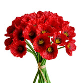 Pu Red Poppy Artificial Flowers 30 Stems 11.6" Realistic Faux Flowers For Thanksgiving And Christmas Decorations Wedding Centerpiece Home Decor Diy Arrangements