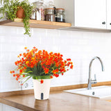 Artificial Fake Flowers, 12 Bundles Outdoor Uv Resistant Greenery Shrubs Plants Indoor Outside Hanging Planter Home Garden Décor (Orange)