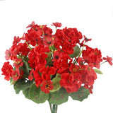 4 Pcs Artificial Flowers For Outdoors Uv Resistant Silk Geraniums Outside Bush Red Fake Faux Flowers For Outdoor Planters Cemetery Decor Garden Patio Grave Table Centerpiece