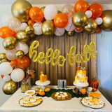 Hello Fall Gold Letter Balloons 18Inch Thanksgiving Party Decorations Autumn Harvest Decor