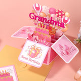 3D Pop-Up Birthday Card For Grandma, Pink Design With Envelope & Note Card Heartfelt Birthday Gift From Granddaughter Grandson For Grandma’S Special Occasion