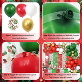 140Pcs Christmas Party Balloon Set, Merry Xmas Balloons With Table Skirts And Foil Fringe Tinsel Curtains For Winter Holiday Party Decorations