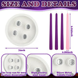 7 Inch Christmas Advent Candle Holder With 12 Taper Candles Candlestick Advent Wreath Candleholder Tray For 4 Candles Christmas Table Centerpiece Party Decorations(White,Classic)