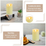 Flameless Candles, Battery Operated Candles With Remote And Timer, 3" X 5", Set Of 2, Led Candles Flickering Electric Pillar Candles, Ivory Real Wax For Home Wedding Birthday Decoration