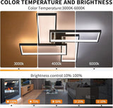 26 Inch Modern LED Ceiling Light with Remote Dimmable Black Square Ceiling Fixture