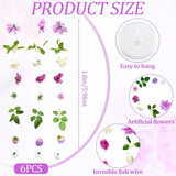 6 Pcs 35.4 Ft Flower Garlands With Hooks Spring Artificial Wildflower Hanging Decoration Fake Floral Vines Backdrop Garland Faux Silk Wildflower Decor For Wedding Room Home Garden Wall Arch(Purple)