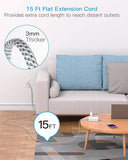 15FT Surge Protector Power Strip with 8 Outlets 4 USB Ports 2 USB C Flat Plug Extension Cord