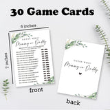 Guess Who Baby Shower Games, 30 Greenery And White Game Cards For Girl Boy, Gender Reveal Game, Baby Announcement,Party Favor, Baby Shower Favors & Supplies-B10