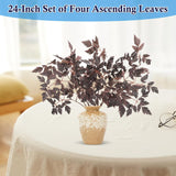 Faux Fall Stems For Vases, 8-Pack Artificial Purple Fall Leaf Stems, Cimicifuga Inspired Autumn Decor For Thanksgiving Centerpiece