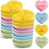 12 Pcs Valentine'S Day Heart Shaped Side Dish Bowl Ceramic Seasoning Dishes Soy Dipping Sauce Dishes Bowl For Valentine'S Day Party Wedding Party (Colorful,Be Mine, Kiss Me, Xoxo, You&Me)