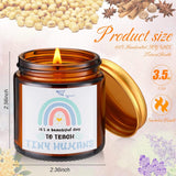 12 Pcs Teacher Appreciation Gift Bulk 3.5Oz Scented Soy Wax Fragrance Thank You Candle Aromatherapy Jar Inspirational Candle For Thank You Teacher Back To School Gift, 12 Style (Rainbow,Brown)