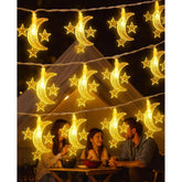 Moon-&-Star Fairy Lights, 40 Led 20 Ft String | Warm White Usb/Aa Powered Dorm Room Lights For Ramadan & Eid, Halloween,