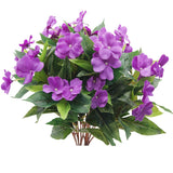 Artificial Impatiens Bouquet Purple Faux Impatiens Bushes For Outdoors Pot Hanging Basket Porch Patio Lawn Garden Wedding Decoration