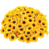 50Pcs Mini Sunflower Flower Heads, Artificial Fabric Flowers For Wreaths Wedding Bouquets Home Decor
