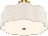 17.7 Inch Brushed Gold Semi Flush Mount Ceiling Light 3 Light Farmhouse Fixture