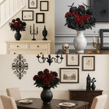 Black Burgundy Artificial Flowers Dahlia Bouquet - Lifelike Faux Gothic Floral Arrangement - 20 Piece Set For Black Red Gothic Decor Or Unique Valentine'S Accents