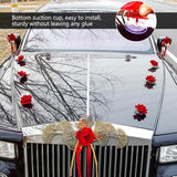 13Pcs Car Decorations Set With Suction Cups - Wedding Party Flower Kit - Artificial Rose Flowers For Car Decor