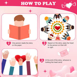 Valentine'S Day Party Game Valentines Pass The Heart Hanging Scroll Left Right Game With Red Heart Prop For Jungle Animal Galentines Family Activities Party Supplies Exchange Gift