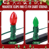 Rotatable Magnetic Christmas Light Clips?C7/C9 Magnetic Light Clips Hooks, Outdoor Magnet Christmas Light Clips For Metal Roof Flashing Gutters 60Pcs