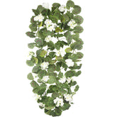 2 Pcs Spring Summer Flower Garland Geranium Artificial Garland Outdoors White Geranium Artificial Flowers Uv Resistant Hanging Basket Floral Garland For Porch Farmhouse Centerpiece Decor