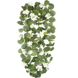 2 Pcs Spring Summer Flower Garland Geranium Artificial Garland Outdoors White Geranium Artificial Flowers Uv Resistant Hanging Basket Floral Garland For Porch Farmhouse Centerpiece Decor