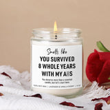 8 Year Anniversary Candle For Her, Him - Bronze Anniversary, Gifts For Men, Women - 8Th Anniv. Gifts For Him, Her - 8 Year Wedding Anniv. Presents For Wife, Husband, Couples