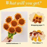 7 Pcs Crochet Sunflower, Diy Knitted Sunflower Bouquet, Sunflower Crochet For Mother'S Day, Birthday Gift, Home Wedding Party Office Table Centerpieces