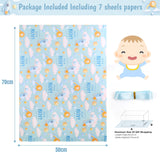 It'S A Boy Gift Wrapping Paper For Newborn Baby Boy Kids,7 Sheets Light Blue Gift Wrap Paper Folded Flat 20X28 Inches Per Sheet With Ribbon For Baby Shower Birthday Celebration Wrap