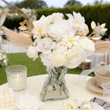 Artificial Flowers Combo Box Set, 33Pcs Silk Roses & White Peony With Stems For Diy Wedding Bouquets, Baby Shower, Party Centerpieces & Home Decor