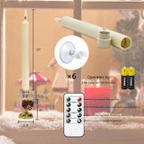 Flameless Window Candles With Remote Timer, Battery Operated Taper Candles With Wreath, 3D Wick Flickering For Christmas Decoration, Removable Suction Cups And Gold Holders Included (6 Packs)