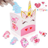 Valentine Boxes 33 Pieces Unicorn Valentines Day Cards And Valentine Mailbox For Classroom Exchange Party Supplies (1 Unicorn Mailbox, 32 Valentine Cards, 1 Teacher Card) (Style B)