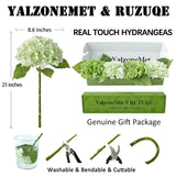 Hydrangea Artificial Flower Natural Lifelike Real 21 Inch Latex Long Stem 2 Light Green+2 Dark Green Hydrangea Flower Bouquets For Home Party Outdoor Wedding Table Centerpiec Decor