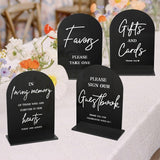 4 Pcs Acrylic Wedding Signs - 5X7 Inch Black Signage For Ceremony And Reception, Guest Book, Cards, Favors, In Loving Memory, Wedding Reception Decor
