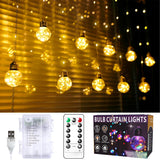 240 Led Christmas Wishing Ball Curtain Lights, Curtain Fairy Lights With Remote, Usb & Battery Powered Globe Hanging Str