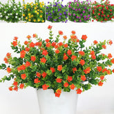 12 Bundles Artificial Flowers Outdoor Fake Plant Uv Resistant Faux Plastic Greenery Shrubs Plants For Garden Porch Hanging Planter Window Patio Farmhouse Decoration Real Looking (Orangered)
