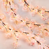 6Ft Lighted Cherry Blossom Garland With 100 Fairy Lights Timer Battery Operated Artificial Cherry Blossom Flower Vines With Lights For Mantle Home Fireplace Wedding Party Office Decor