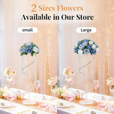 Large Artificial Flower Centerpieces - 2 Pcs 13.8In Diameter Dusty Blue & White Fake Flowers Roses Balls - Silk Faux Rose Arrangement For Tables Wedding Party Centerpiece Table Decorations